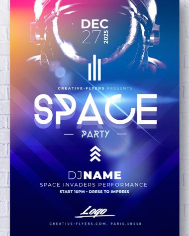 Space Party flyer template