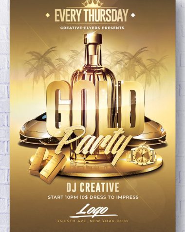 Gold Party Flyer Template