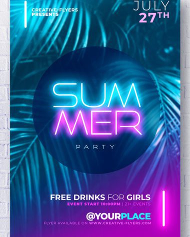 summer flyer with neon