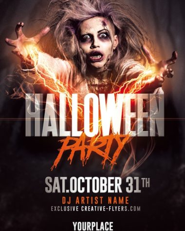 Halloween party flyer PSD