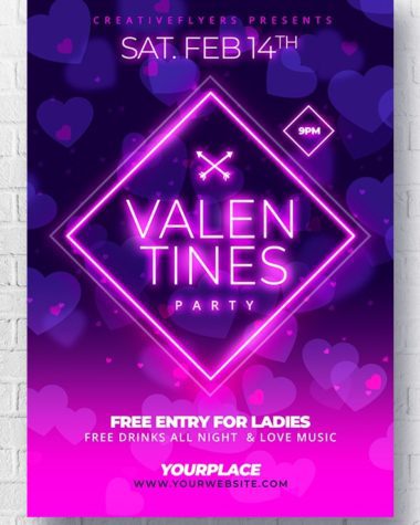 Valentines Flyer with Neon light