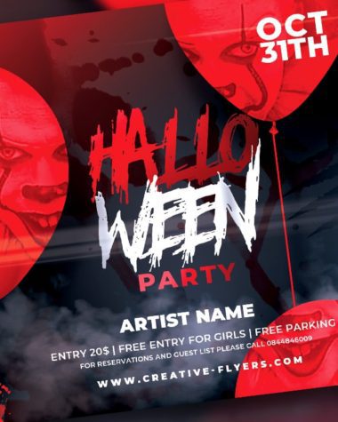 Halloween Party Flyer with red ballons