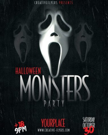 Halloween Flyer Design with "Scream" Mask