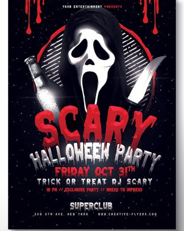 Halloween Flyer PSD with ghostface