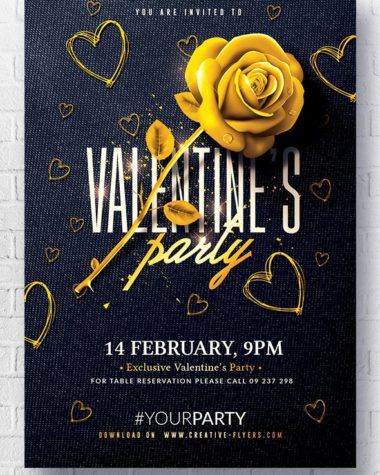 Black & Gold Valentines Party Flyer