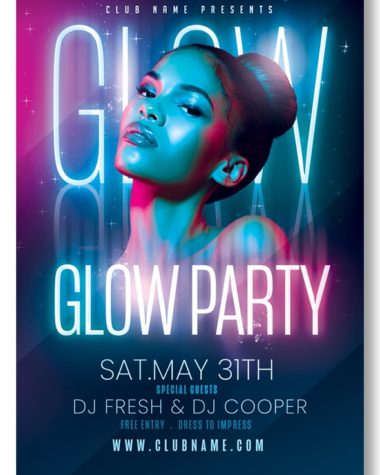 Glow Party Flyer PSD Template