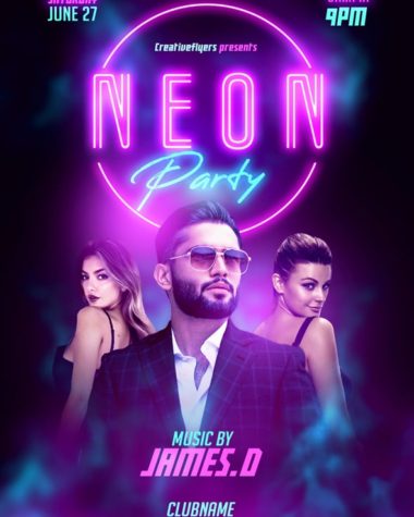 Neon Party Flyer PSD