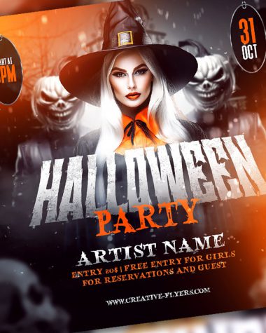 Halloween Party Flyer with witch