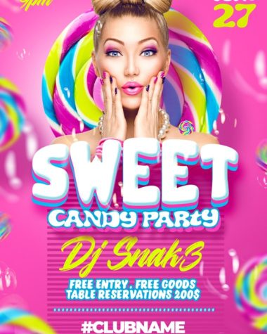 Candy party flyer template