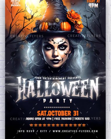 Halloween Party Flyer with Witch