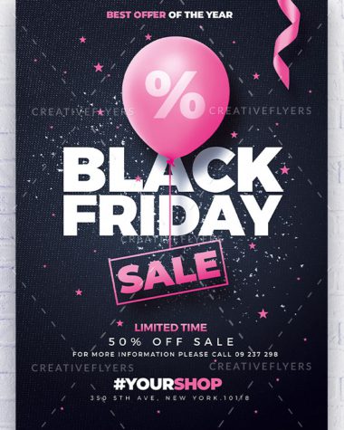 Black and pink flyer template